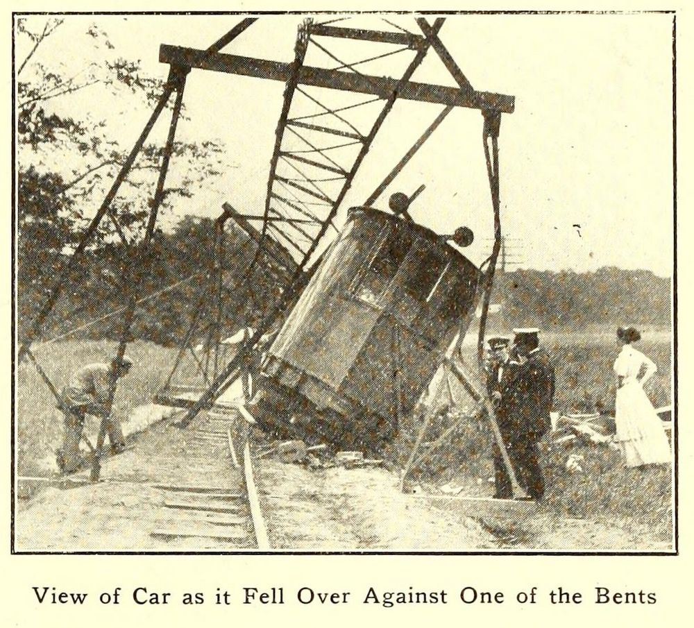 A picture of the monorail from the drawing, except it has fallen over.