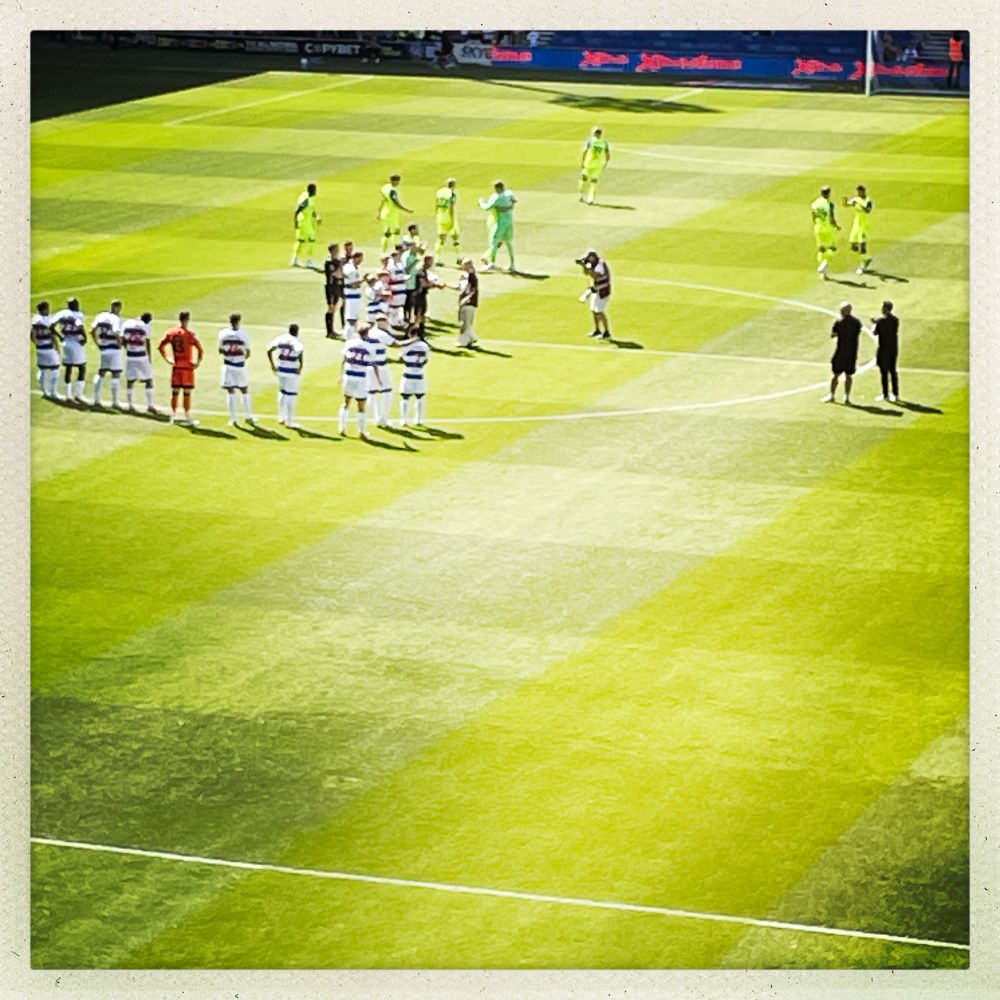 QPR fan Chloe gives match ball to officials before kick off. “She’s one of our own…”