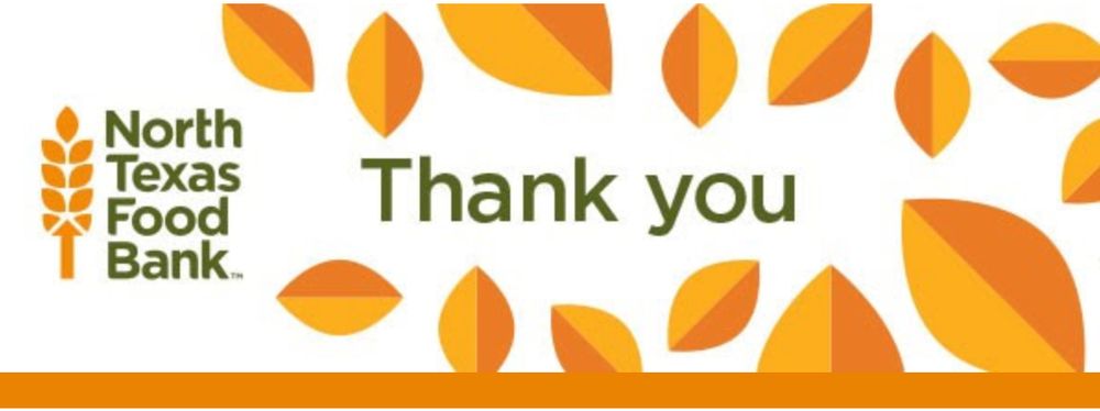 Thank you note from North Texas Food Bank