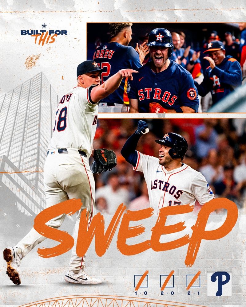 Graphic displaying the Astros sweep of the Phillies 