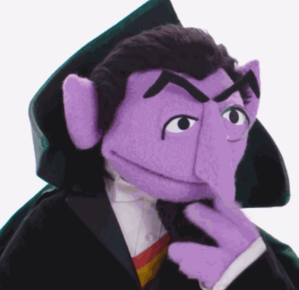 The Count from Sesame Street pondering things