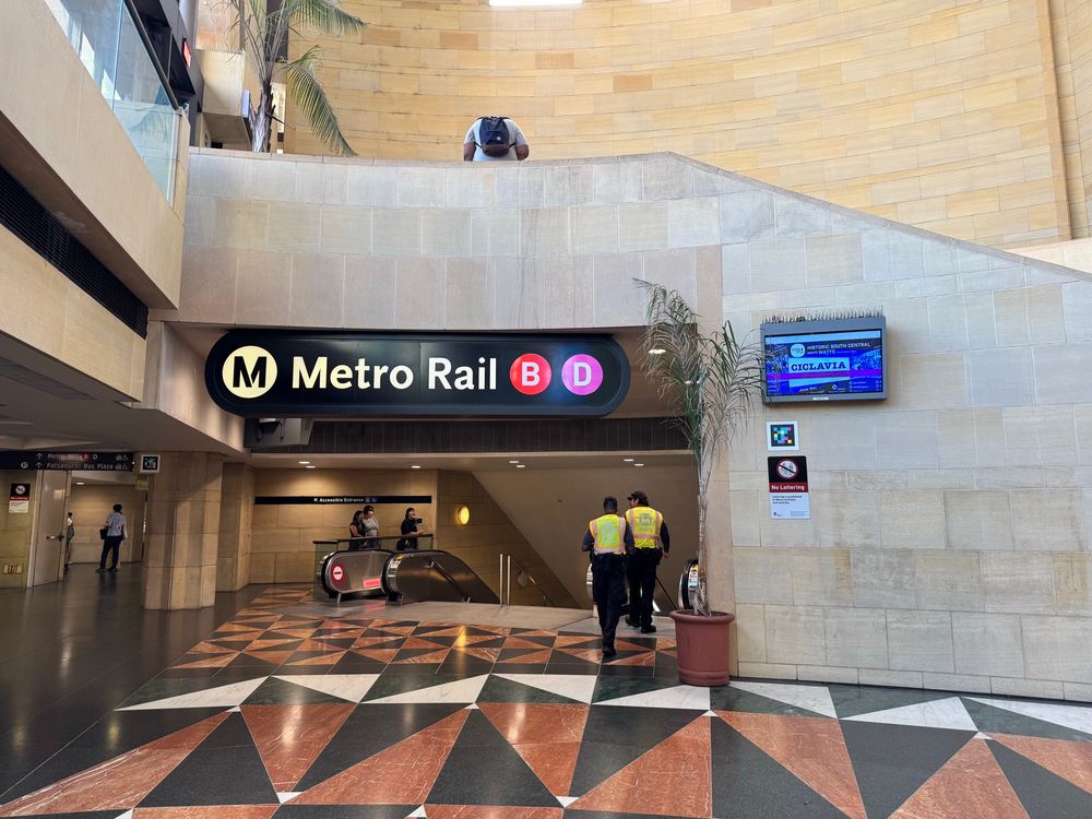 Rail entrance with enormous line symbols