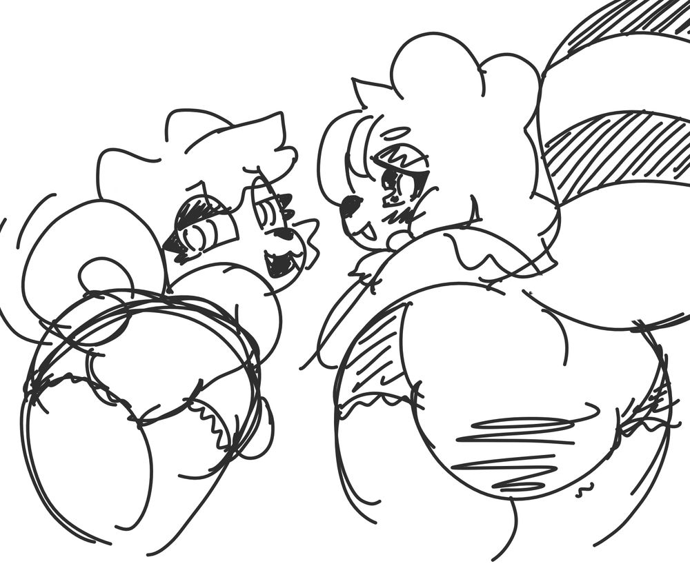 two diaper anthros are sticking their butts out
