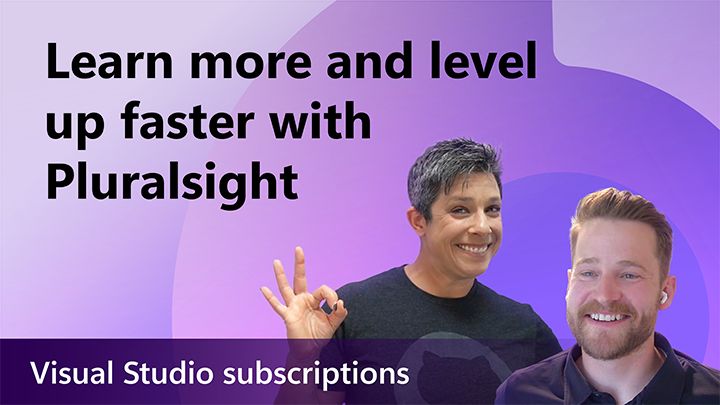 photos of developers
text reads: Learn more and level up faster with pluralsight. Visual Studio Subscriptions.