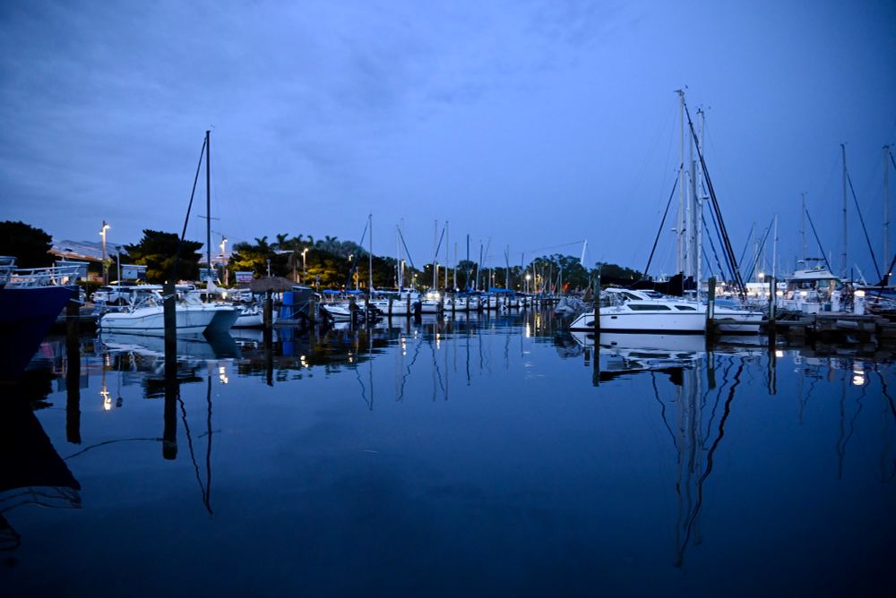 The St. Petersburg, FL marina at dusk