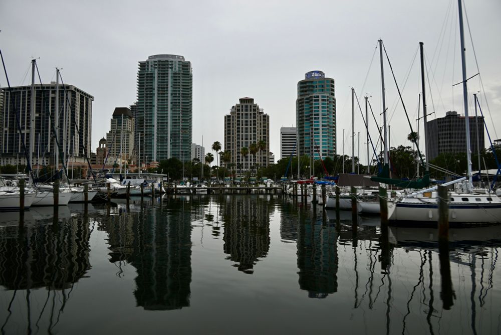 Skyline of St. Petersburg, FL from the marina