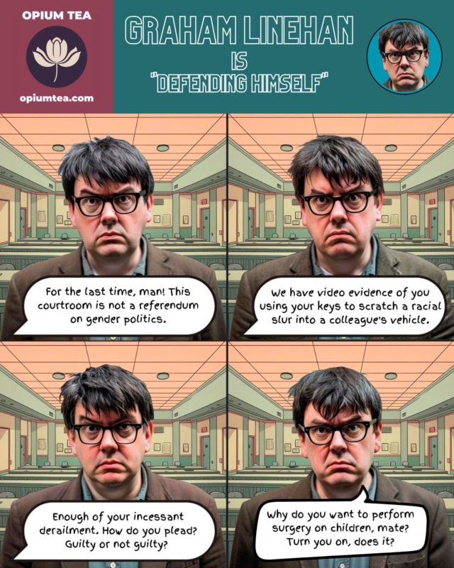 Comic strip: Graham Linehan is "Defending Himself".