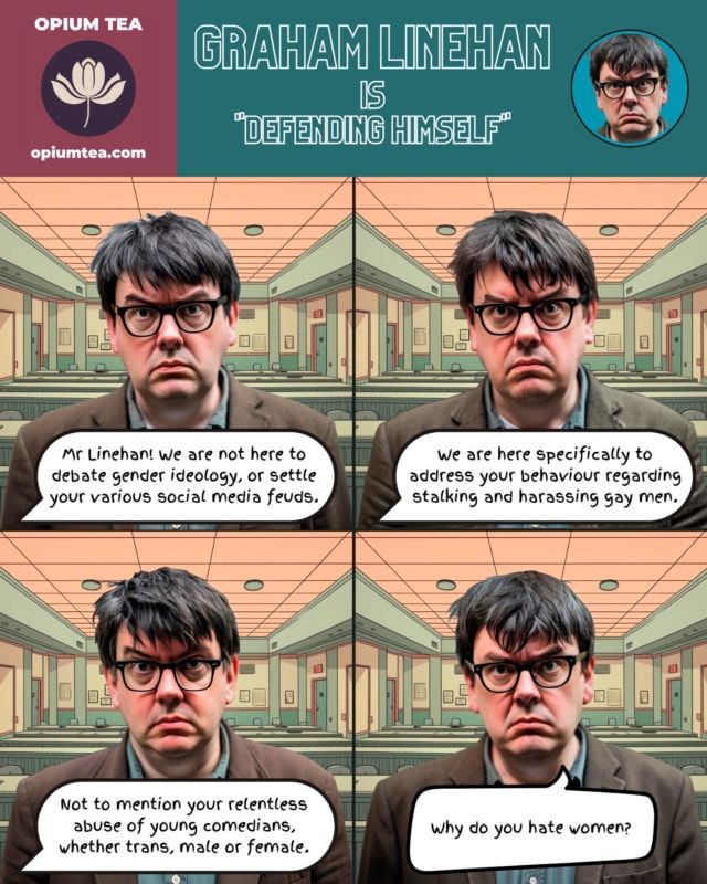 Comic strip: Graham Linehan is "Defending Himself".