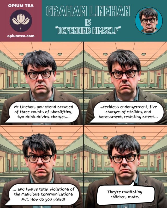 Comic strip: Graham Linehan is "Defending Himself".