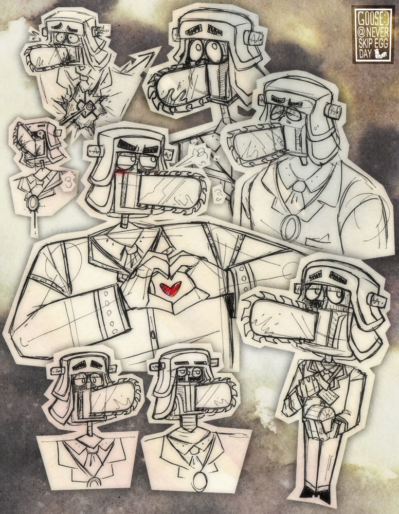 A collection of Chainsaw Consultant doodles.