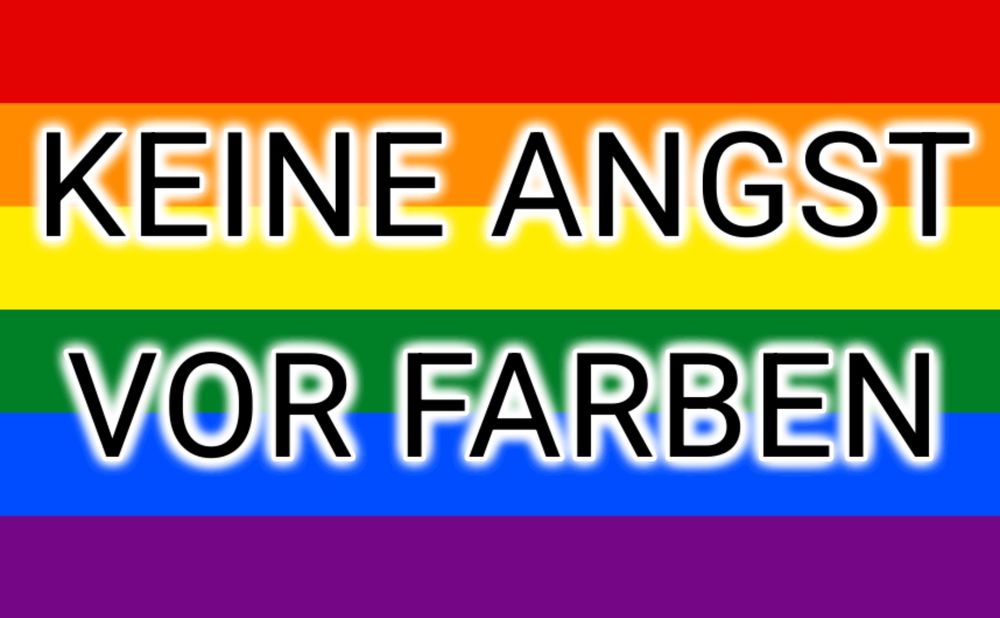 Pride Flag with the Text "no fear from colours"