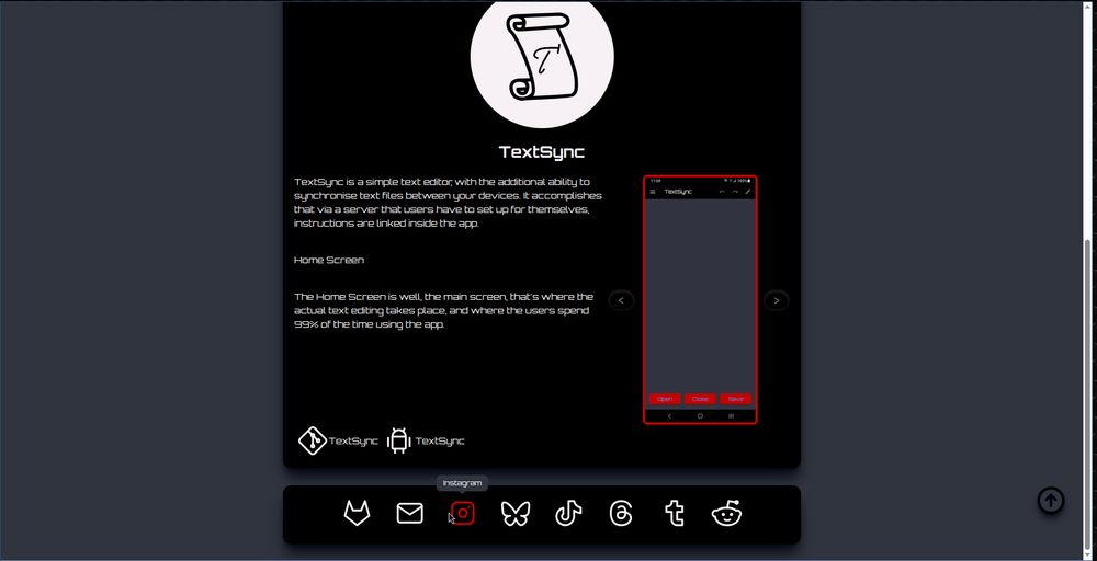 screenshot of the second part of my website