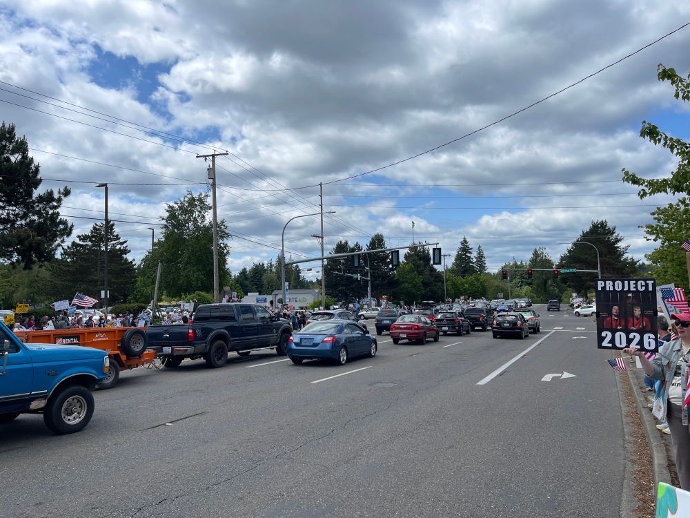 No Kings sign waving event in Port Orchard WA