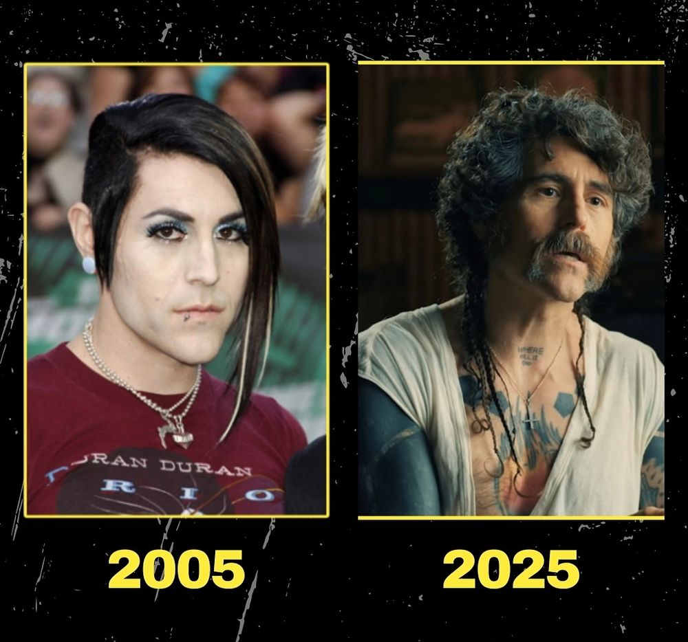 Davey Havok in 2005 and 2025