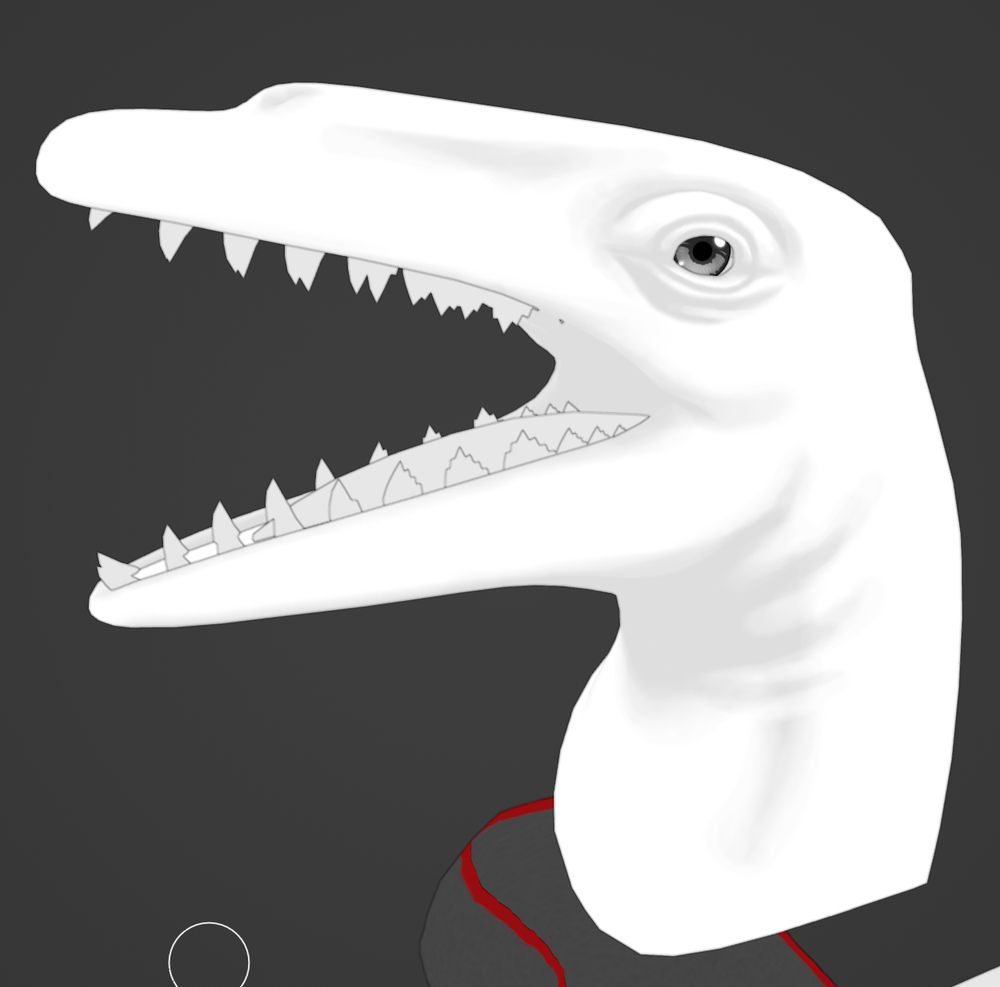 a blender screenshot of a 3D model of a basilosaurus (prehistoric whale) head with subtle shading