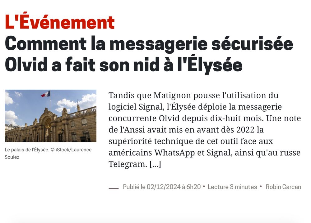 Comment la messagerie sécurisée Olvid a fait son nid à l'Élysée