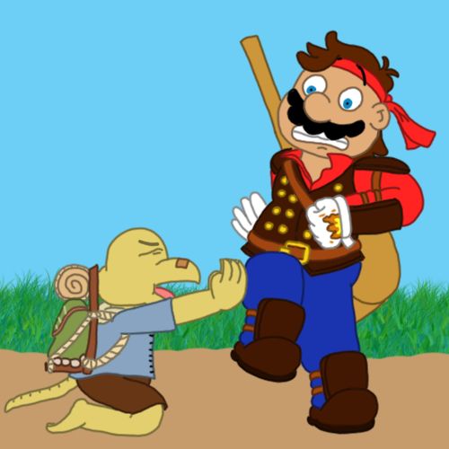 Court of Roses AU version of Mario by Nintendonut1, featuring my own Court of Roses AU version of Koops.