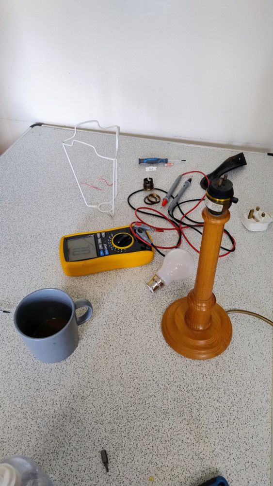 A dismantled table lamp.