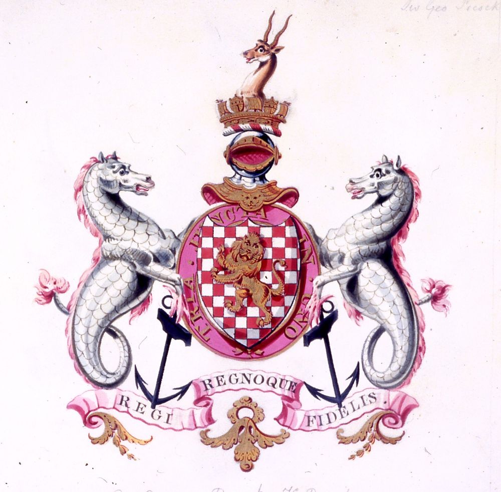 Coat of Arms of Sir George Pocock, a Knight of the Bath