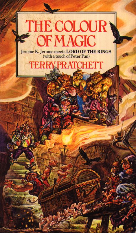 The cover for "The Colour of Magic" by the late Sir Terry Pratchett