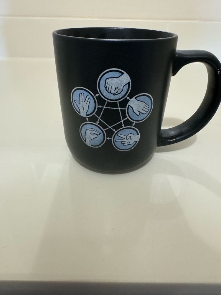 Big Bang Theory “rock, paper, scissors, lizard, Spock” mug