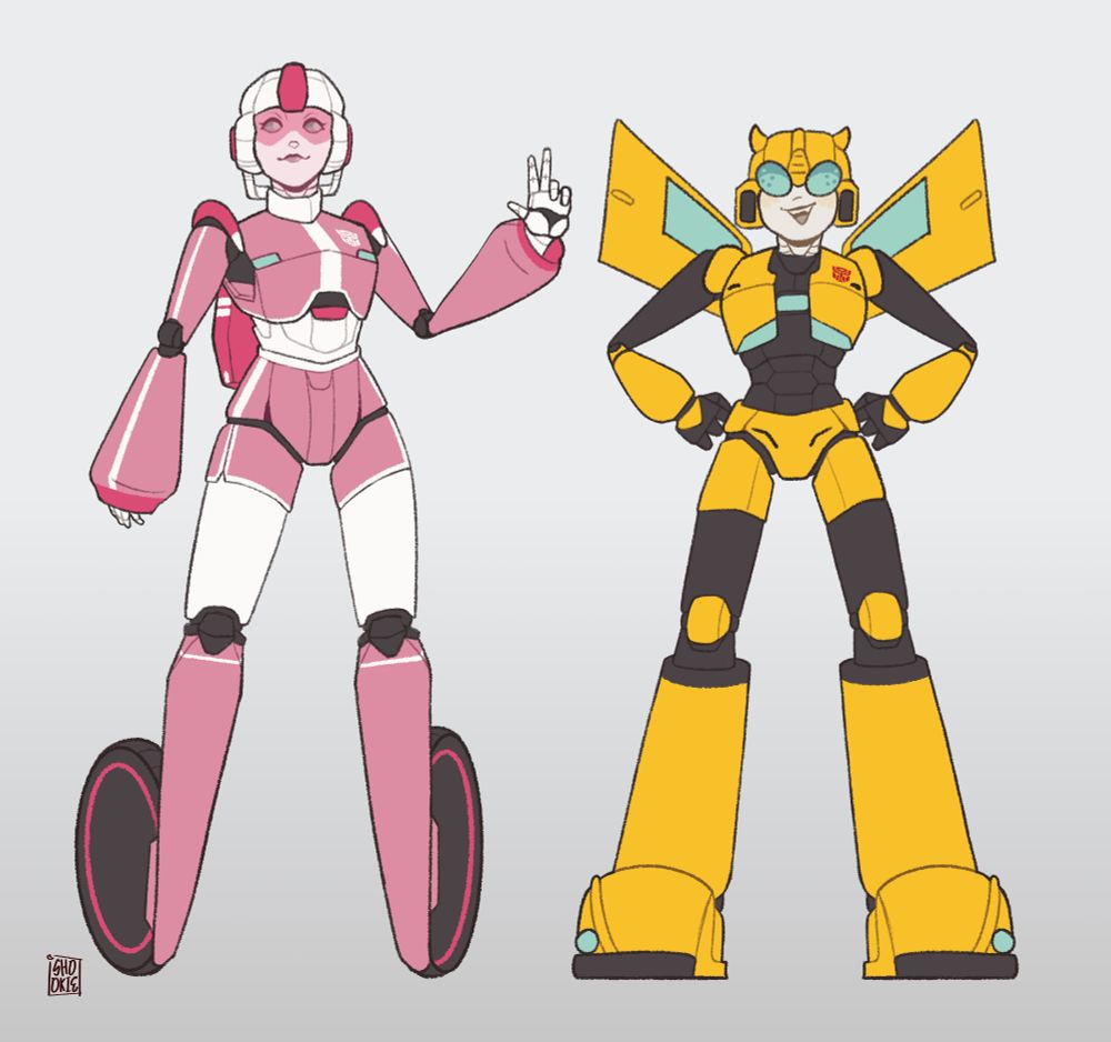 @Shookieshima's rendition of 'Arcee' and 'Bumblebee' from "The Transformers"