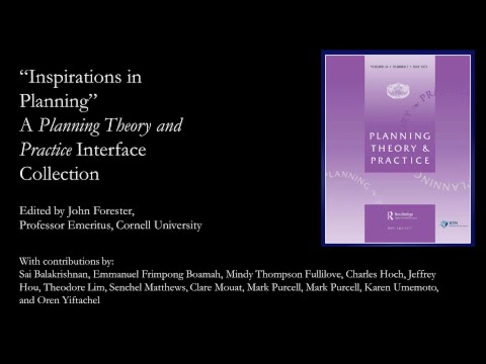 John Forester on "Inspirations in Planning" (2025)