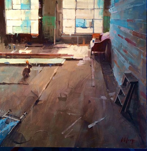A hare sits in an abandoned space and considers its next move.