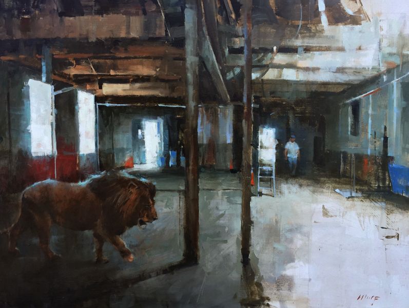 A lion and a man walk into an abandoned warehouse, the rest of the story is up to the viewer
