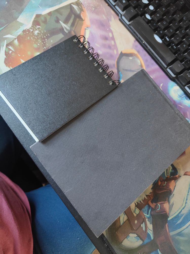 The larger one beside it is an A5 sketchpad I use for life drawing so it's about A6