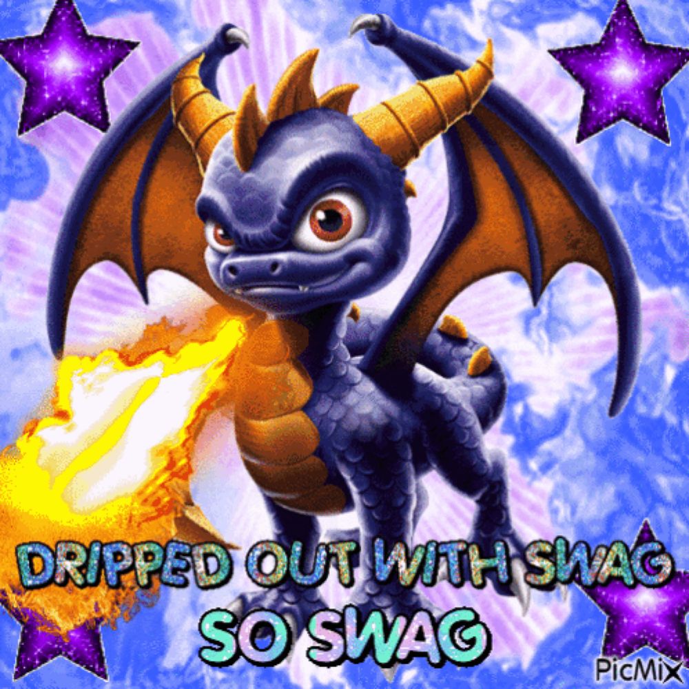 a picture of a dragon with the words " dripped out with swag so swag "