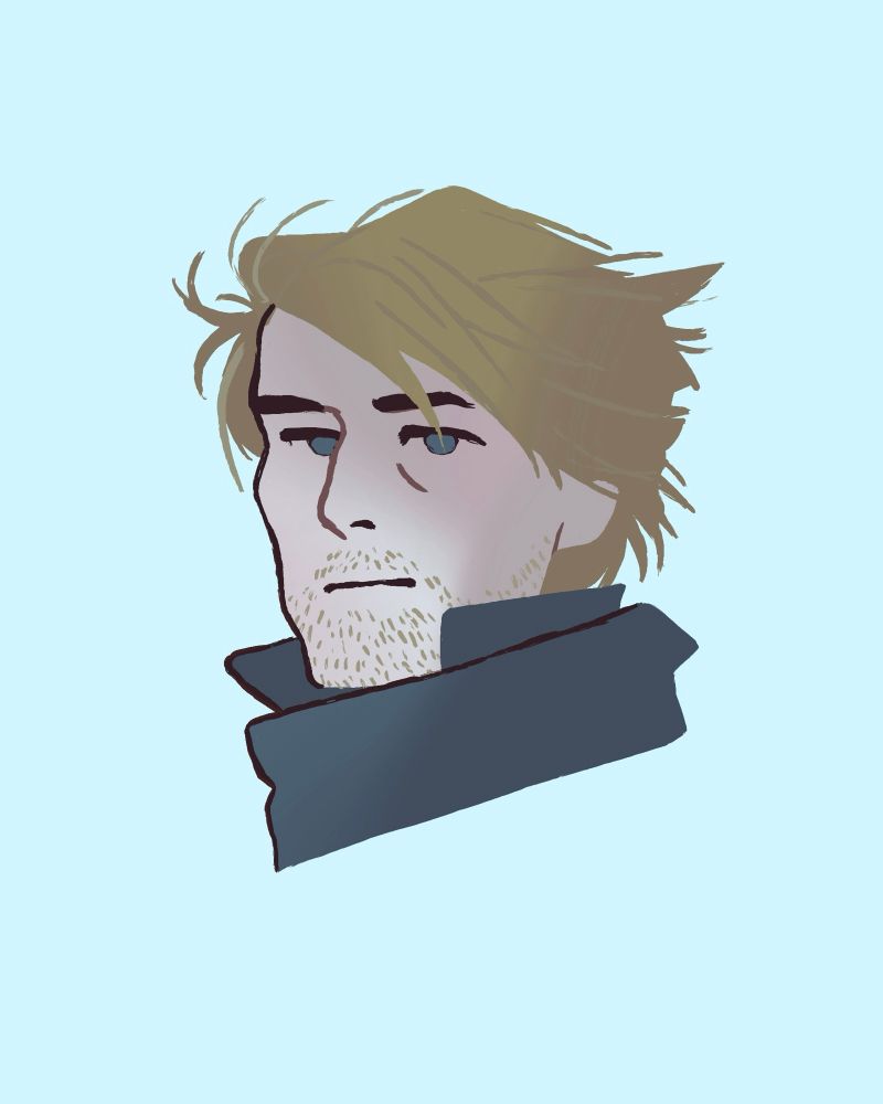 Illustrated portrait of Kelsier from Mistborn