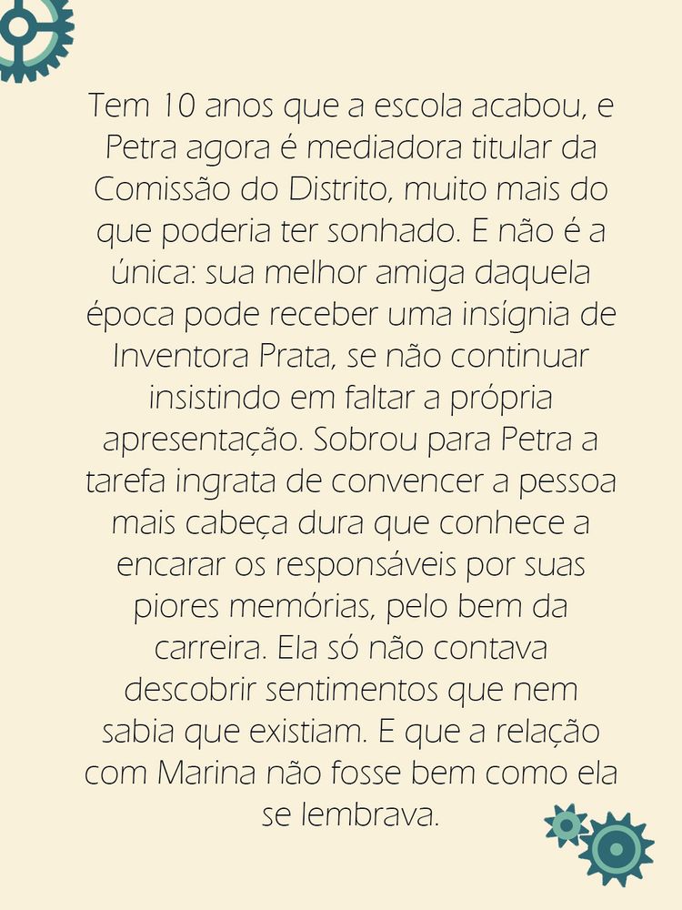Texto, com desenhos de engrenagens em volta. Transcrição: Capa do livro "Se minhas lembranças fossem suas", de Elle A. Peixoto. A capa é ilustrada, mostrando o rosto das duas protagonistas. No canto esquerdo, olhando de frente, uma mulher jovem, branca de rosto redondo e cabelo louro cacheado. Ela é iluminada por um projetor à esquerda dela e há brilho em seus olhos e em volta. À direita dela, uma mulher jovem, negra, de perfil virado para o lado direito, com o cabelo bem curto e crespo. No meio da imagem, cobrindo metade do rosto das duas, uma película de filme 35 mm. Pode-se antever o rosto delas por trás da película, como sombras, e a película está coberta por brilhos. Do lado direito, outro projetor, simétrico ao primeiro, iluminando a segunda personagem. Há, na ilustração, figuras que lembram engrenagens e filamentos, além de alguns retângulos. O fundo da capa é amarelo-claro e a ilustração tem tons de azul-acinzentado e roxo. O nome da autora está centralizado no topo, em fonte fina e roxa, sem serifa. O título vem logo abaixo do nome da autora e acima da imagem, em laranja, numa fonte reta e sem serifa, com as palavras “minhas” e “suas” escritas com letras mais finas.