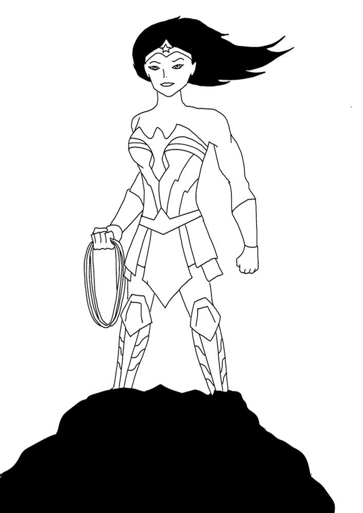 Wonder Woman sobre un montículo en posición desafiante o eso quería.