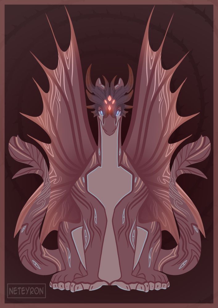 Pink dragon sits with a horned crown in red jewels