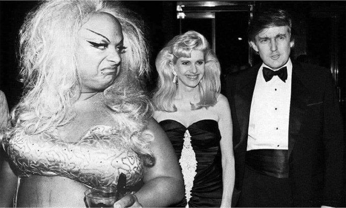 Divine looking back in disgust at Donald Trump