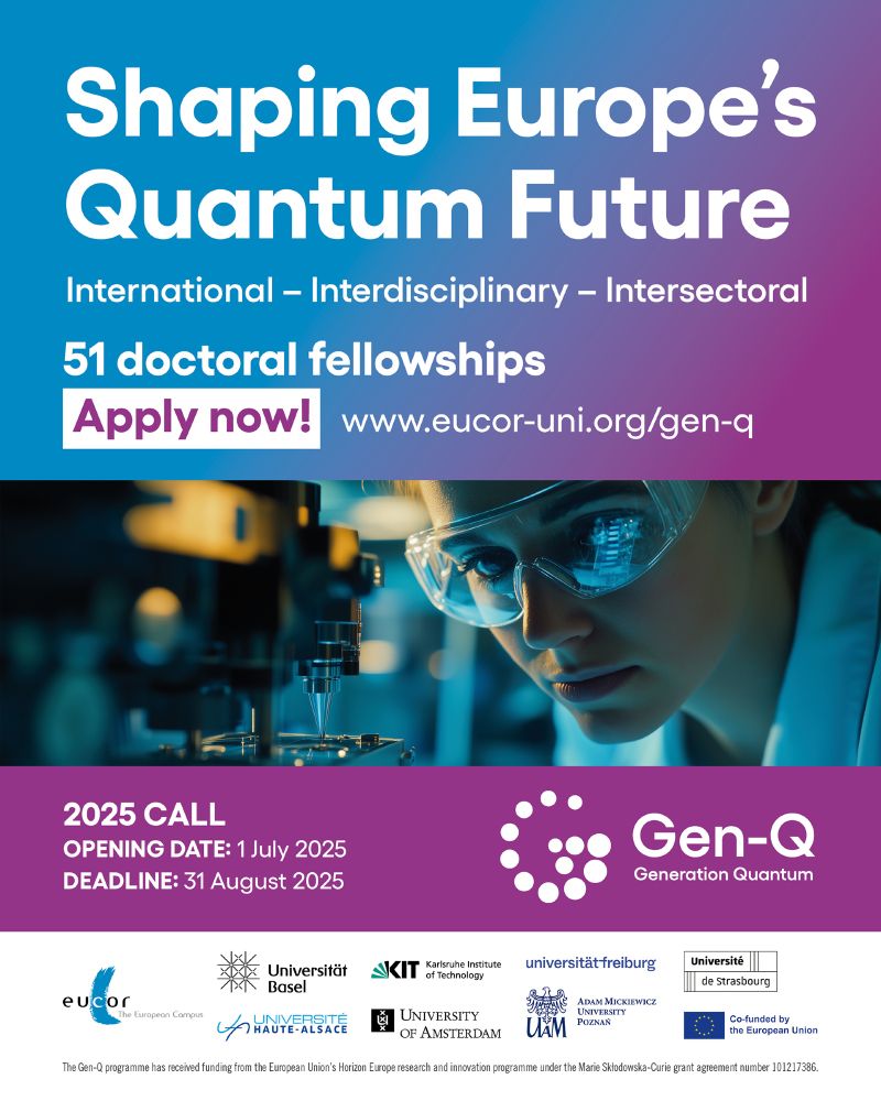 Gen-Q is a doctoral training programme set up by the European Grouping of Territorial Cooperation (EGTC) Eucor – The European Campus. It provides 51 doctoral positions with an international, interdisciplinary and intersectoral focus. 