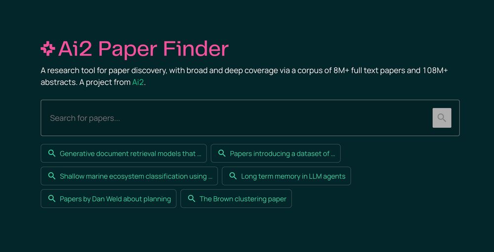 Screenshot of the Ai2 Paper Finder interface
