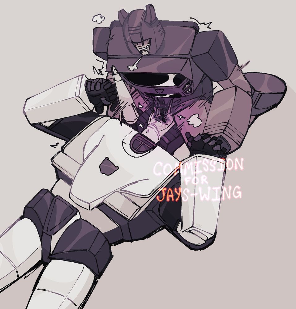 G1
Cliffjumper sits on Mirage's face, fucking his throat. Mirage's arms are slightly raised, Cliffjumper holding both his hands.