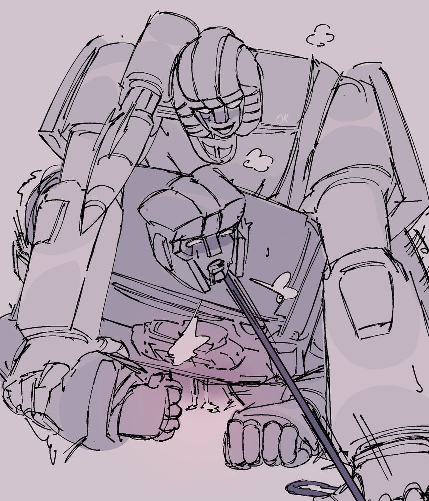 Mirage is on top of Hound. He holds Hound's left arm down with his hand while the other is on the ground in front of them, tightly holding onto a leash around Hound's neck.