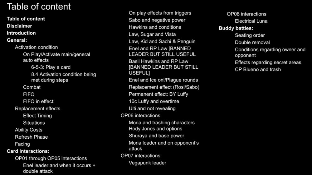 One Piece TCG card interaction guideline