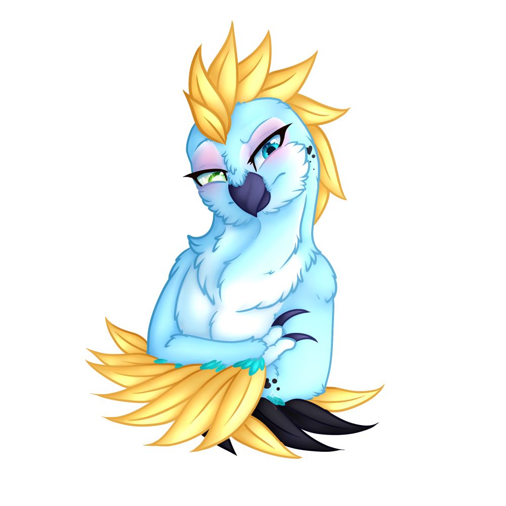 A bust of a light blue mononykus 