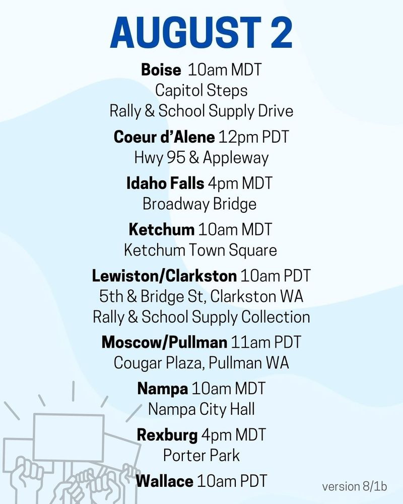 List of Idaho Rage Against the Regime rallues 8/2.