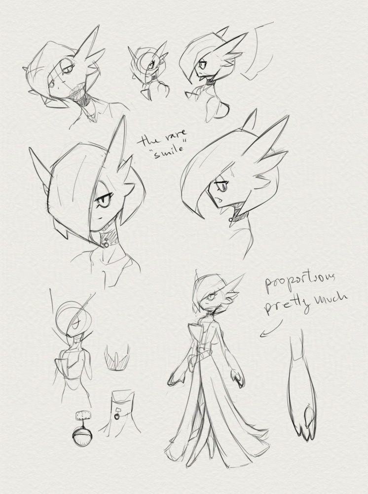 multiple drawings of a gardevoir