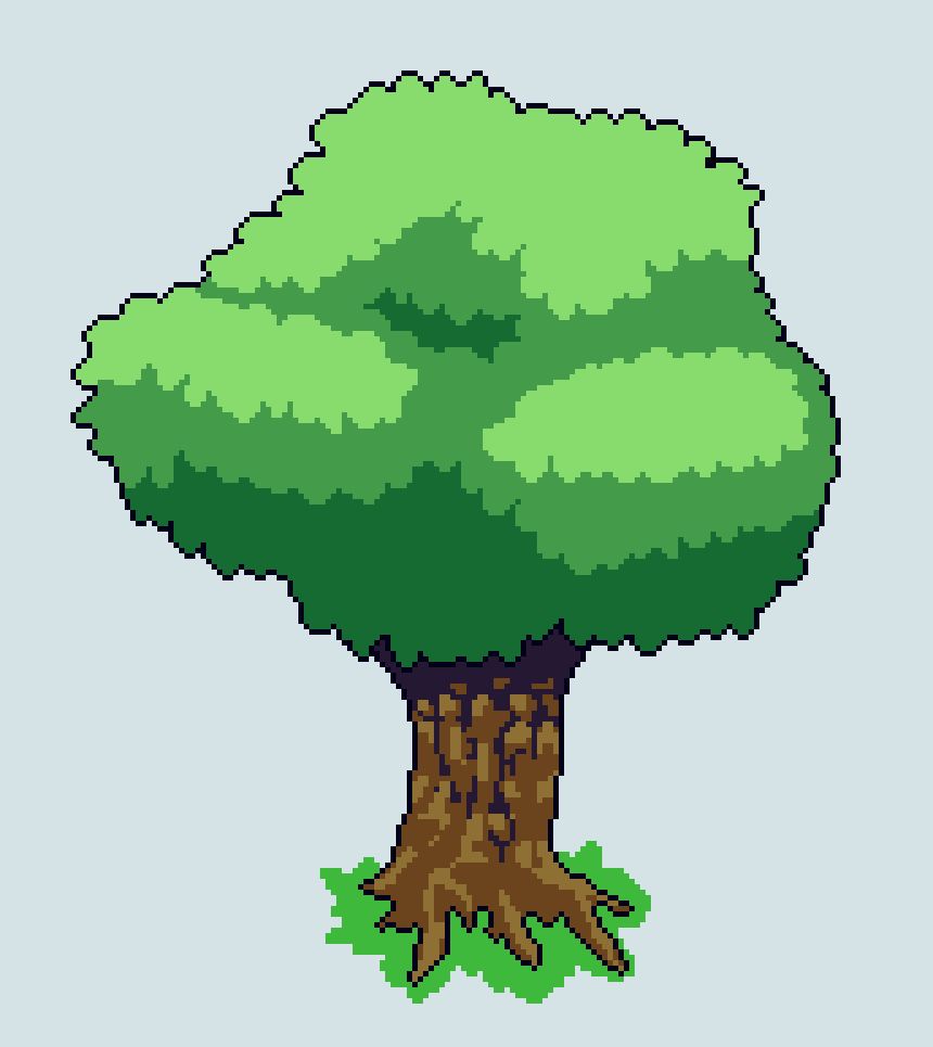 a crude pixel art drawing of a tree