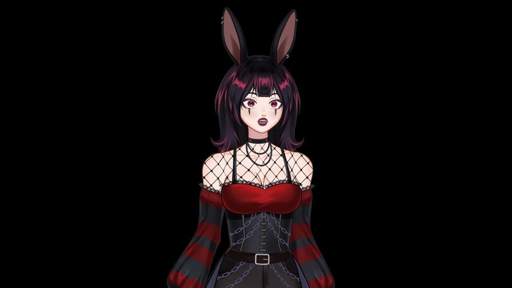 Shocked goth bunny girl