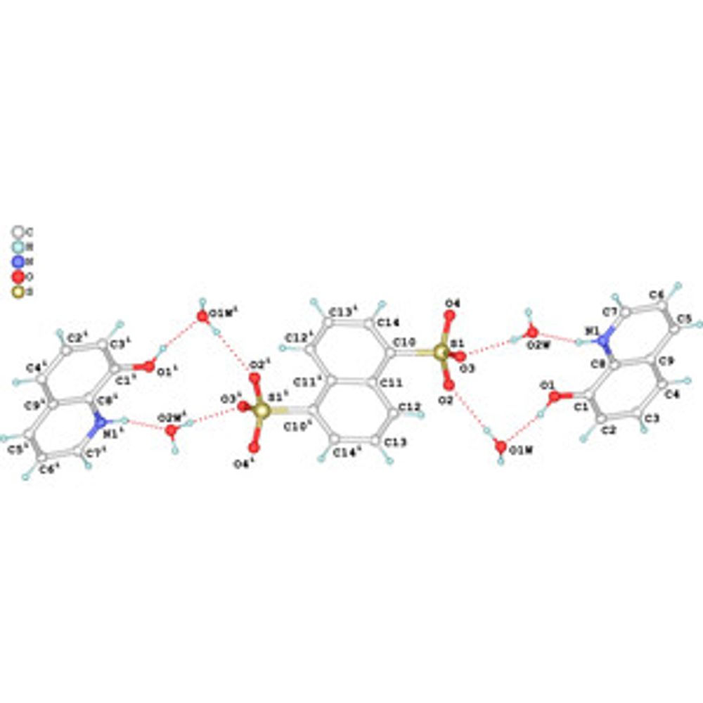 Bis(8-hy­droxy­quinolinium) naphthalene-1,5-di­sulfonate tetra­hydrate