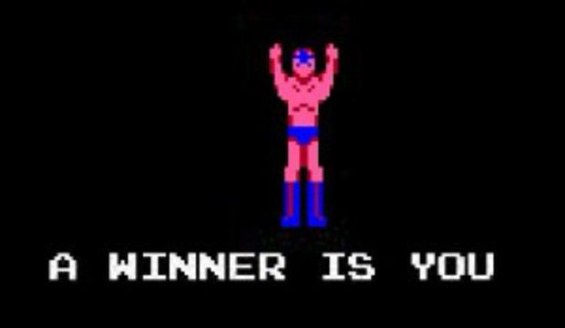 A Winner Is You - the classic Pro Wrestling NES victory graphic. 