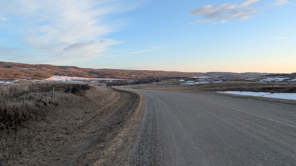 Looking back along the road while climbing out of the valley.