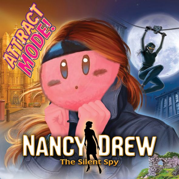 Nancy Drew The Silet Spy cover with Kirby replacing Nancy Drew's face.

Tune into Attract Mode! for Tomomodachi playing live right now at twitch.tv/ladyarcaders.